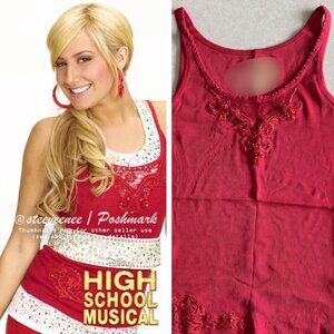 2000s Red Ribbed Embellished Cami ALT Sharpay Evans